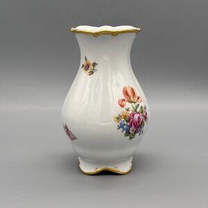 Vintage JLMenau Graf von Henneberg Germany Porcelain Vase Floral Gold Trim